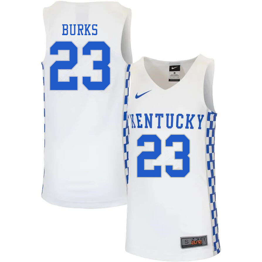 Men #23 Jordan Burks Kentucky Wildcats College Basketball Jerseys Stitched Sale-White